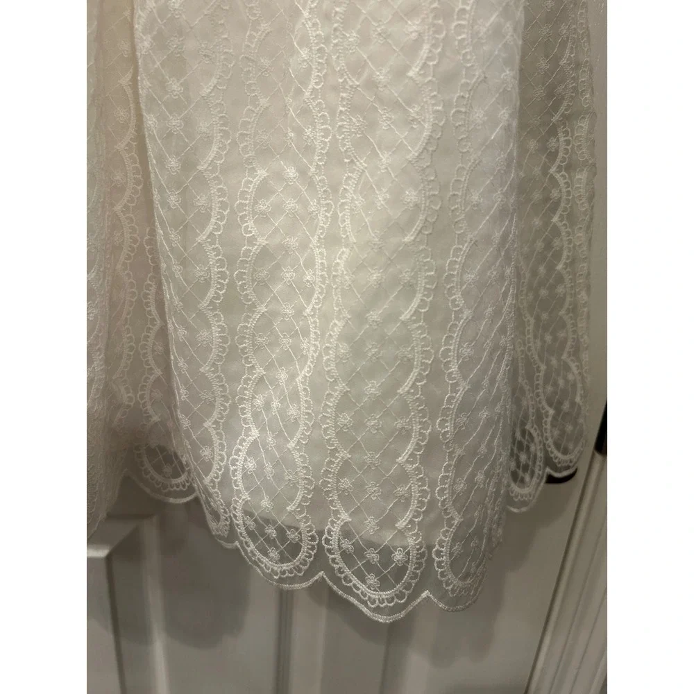 Janie & Jack‎ Lace Special Occasion Dress White Sleeveless Tiered Scalloped Hem